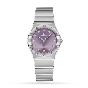 Omega constellation co-axial 28mm dameshorloge paars O13110286060002