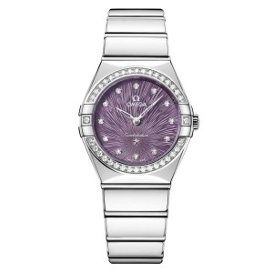 Omega constellation 28mm dameshorloge paars O13115286060001