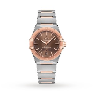 Omega constellation co-axial 36mm herenhorloge bruin O13120362013001