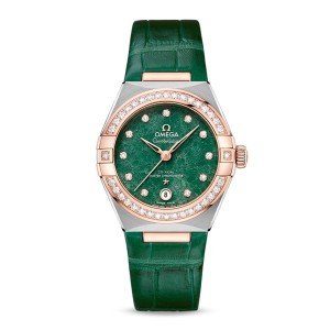 Omega constellation co-axial master chronometer 29mm dameshorloge groen O13128292099001