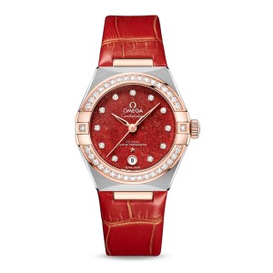 Omega constellation co-axial master chronometer 29mm dames horloge rood O13128292099002