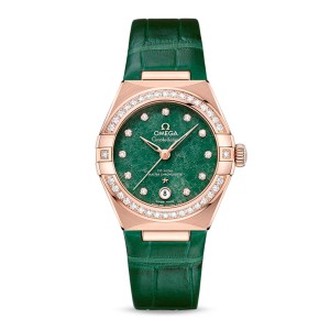 Omega constellation co-axial master chronometer 29mm dameshorloge groen O13158292099004