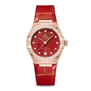 Omega constellation co-axial master chronometer 29mm dames horloge rood O13158292099005